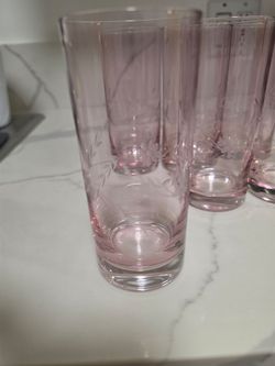 Vintage Pink Floral Drinking Glasses – Set of 6