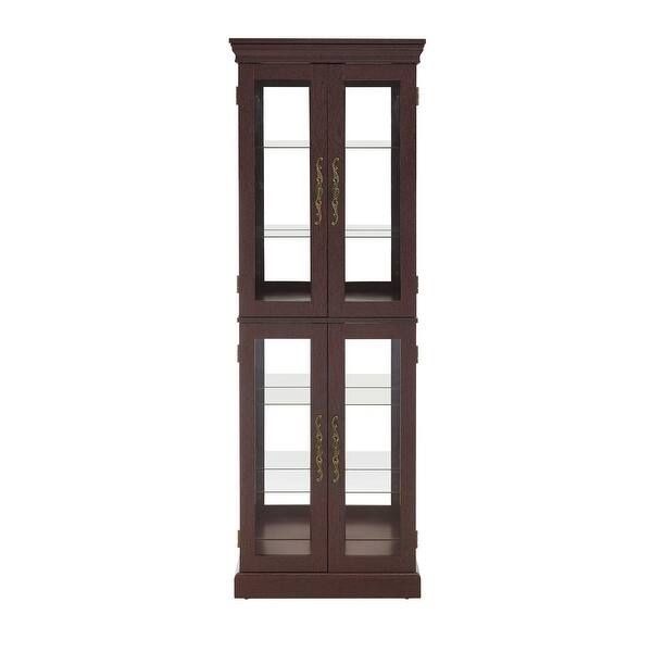 NEW. Lighted Glass Curio Display Cabinet,Display Cabinet,Glass Storage Cabinet Glass Wine cabinet Wood Frame Toy Display