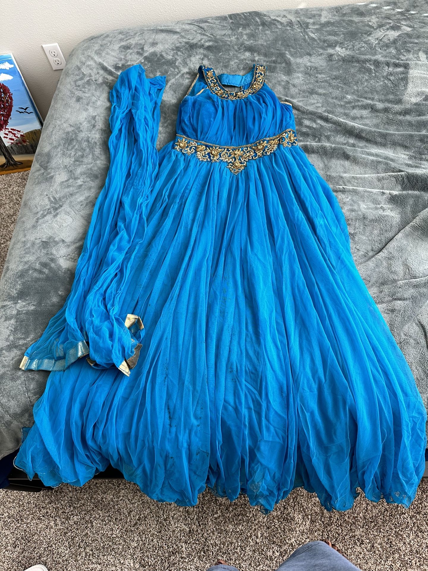 Blue Floor Length Dress