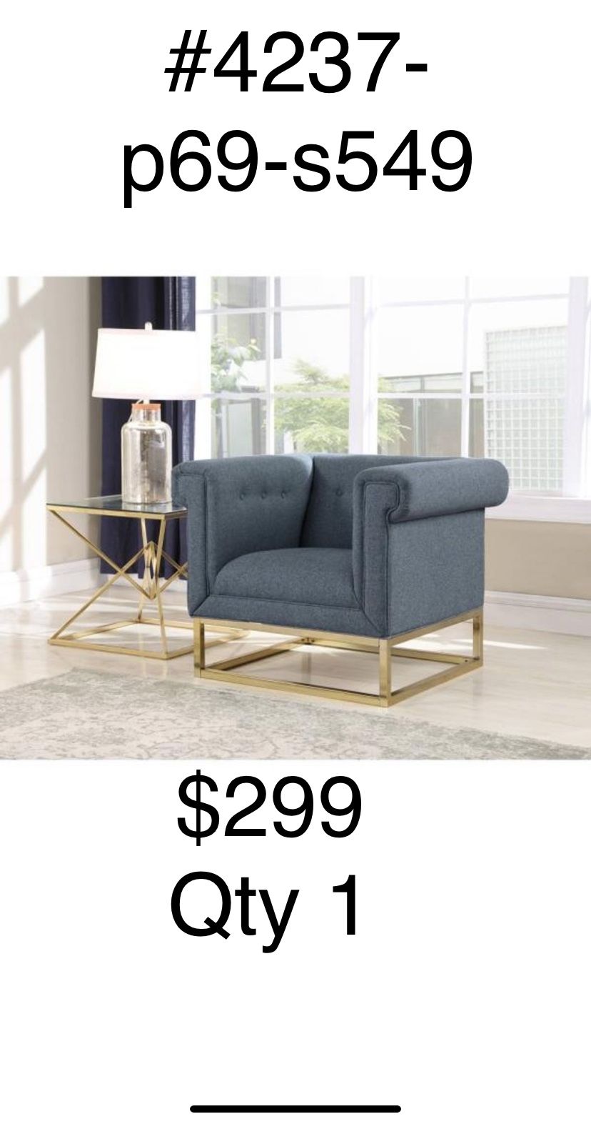 sofa or couch Chic Home Design palmira accent club chair Blue. NEW IN BOX. free delivery & assembly
