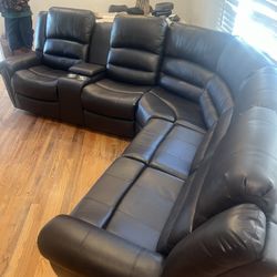 New Power Reclining Sectional.  Brown Or Black Leather.  111” X 98”. Free Delivery!