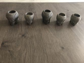 Decorative stone carved tee light candle holders