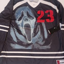 Scream 23 Ghostface Long Sleeve Hockey Jersey  New Size M