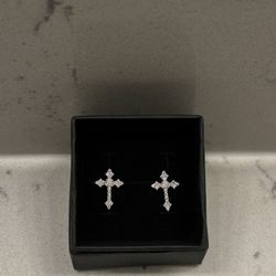 0.51CT Moissanite Cross Stud Earrings – 5X White Gold Plated over S925 | $80 OBO