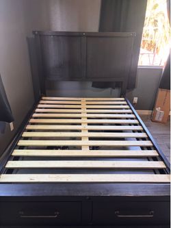Full Size Wood Platform Bed Frame with Storage Drawers