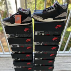 BRAND NEW JORDAN 3 “BLACK CEMENT” FOR SALE!!! GS SIZE 7 $220  MEN SIZES 8.5, 9, 9.5, 10, 10.5, 11, 11.5, 12, 13, 14 $300