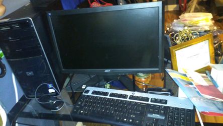Computer monitor,computer and keyboard