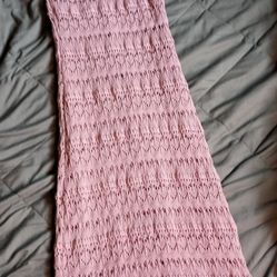 New Pink Knitted Long Dress Extra Small
