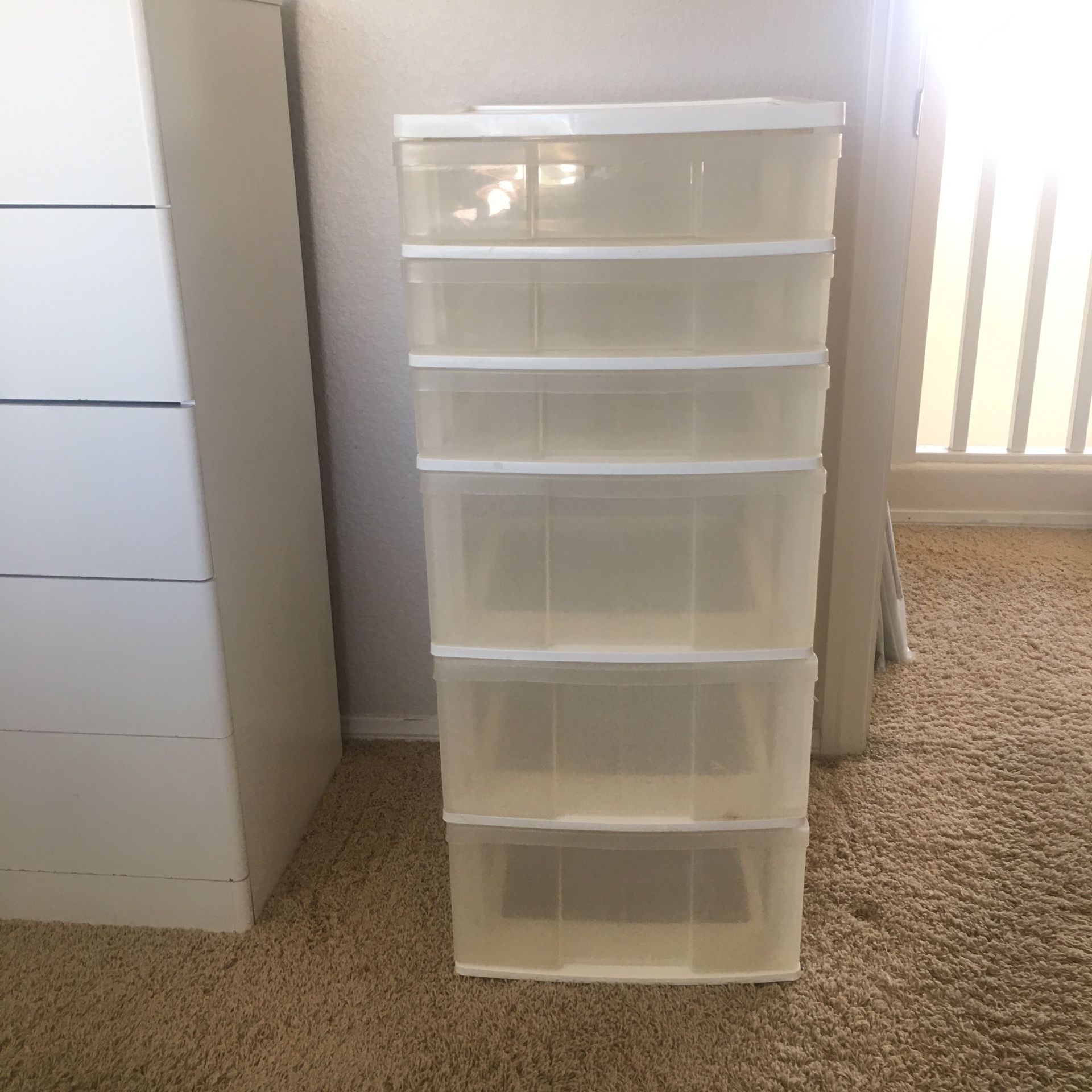 White plastic drawer organizer