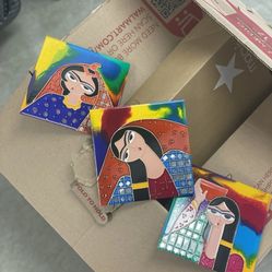 Persian Handmade decorative glass and craft panel, Lot Of 3, Limited, Art, Paint