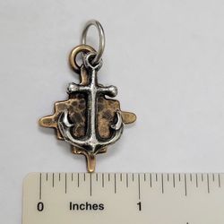 James Avery Four Winds Anchor Pendant Sterling Silver and Bronze Retired