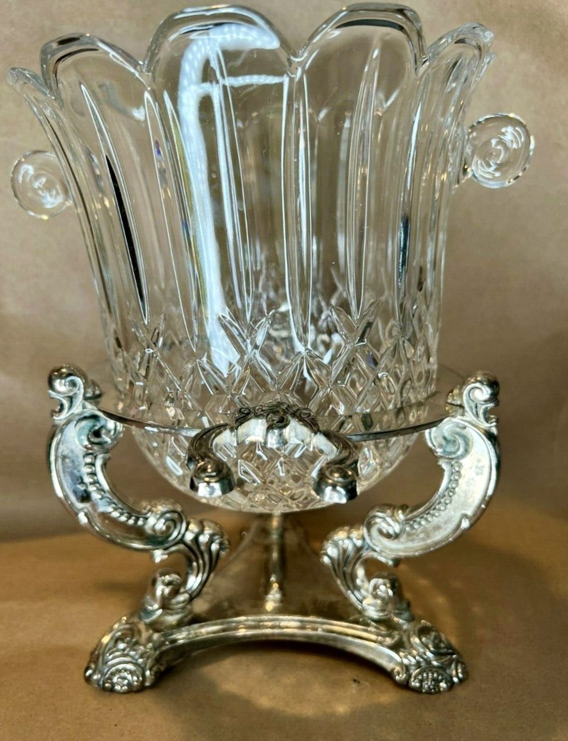 Vintage Godinger Crystal Ice Bucket With Tongs (Stamped Godinger)