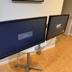 Dual 24” 144hz 1080p Monitors With Stand Arm