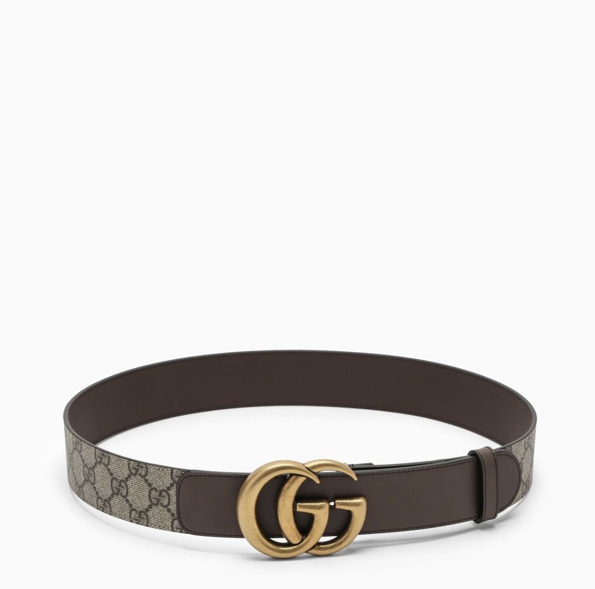 Gucci GG with Double Buckle Canvas Leather Belt size 30 85 gold brown supreme og
