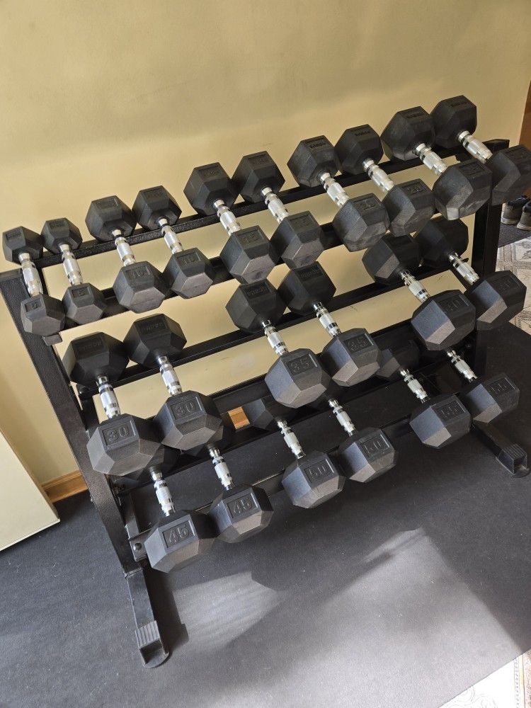 Rogue Fitness 5lb Thru 55lb Dumbbell Set With Rack 
