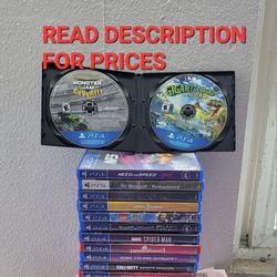 PS4 GAMES, READ DESCRIPTION FOR PRICES AND AVAILABILITY, GOOD CONDITION