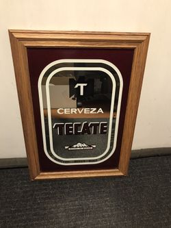 Vintage Cerveza Tecate Beer glass mirror sign! Man Cave Bar Wall Collectible!!