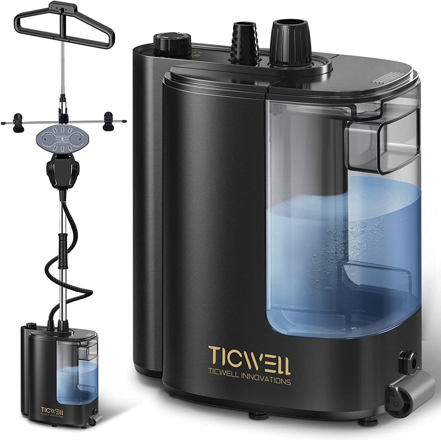 TICWELL Steamer for Clothes[2022 Upgrade], 1600W Powerful Clothes Steamer 20s Fast Heat-up Wrinkles Remover with 4 Steam Levels, 2.3L Large Capacity 2