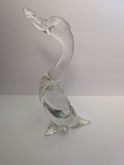 Vintage Murano Clear Glass Duck Figurine
