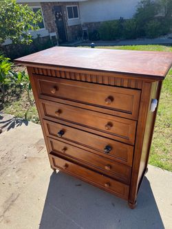 Tall Wood 5-Drawer Dresser Chest