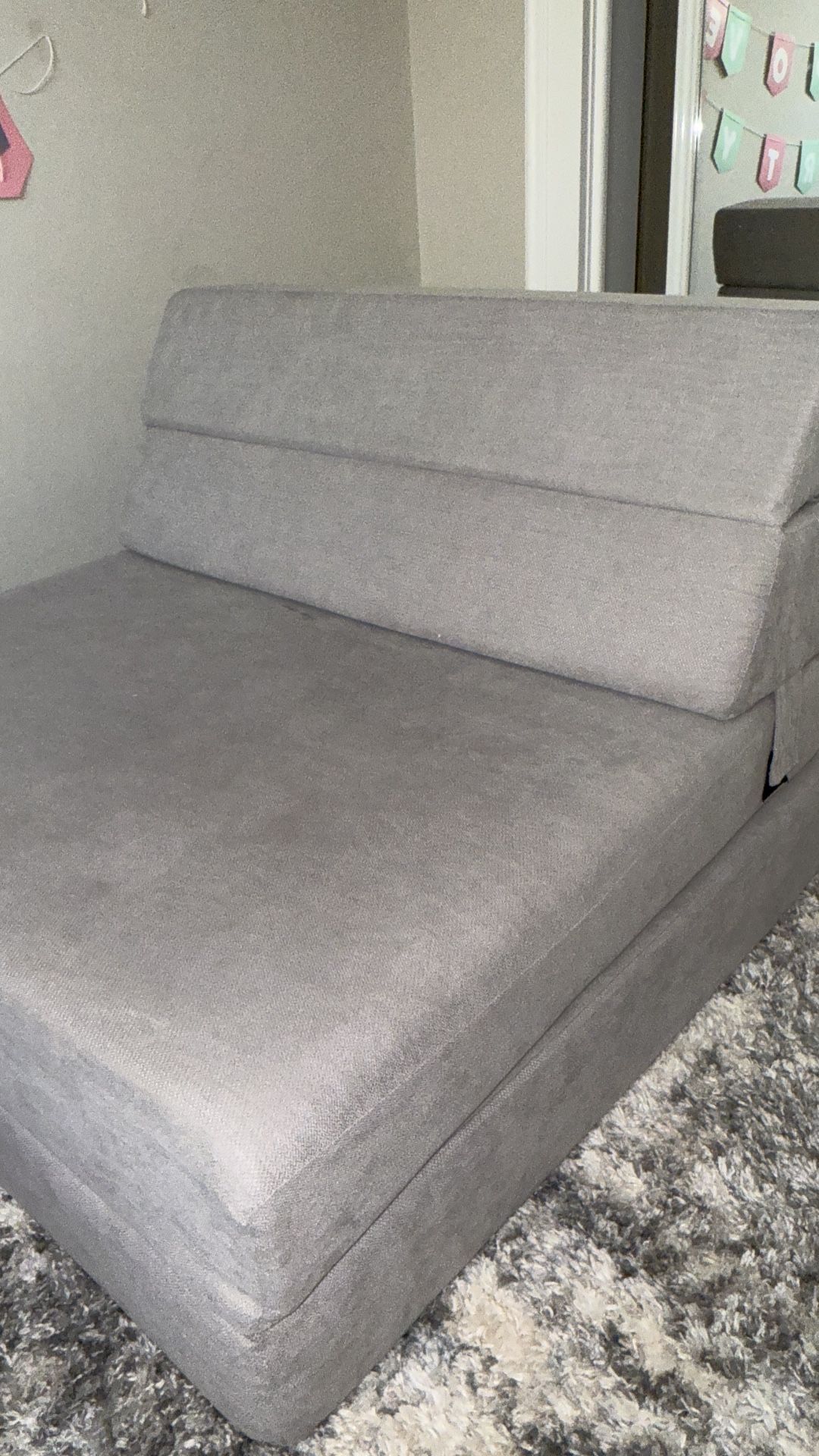 Gray Foldable Mattress Couch 