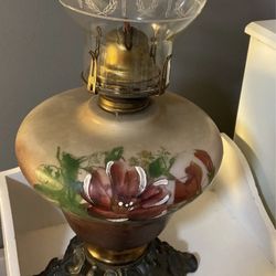 Vintage Oil Lamp Hand Painted