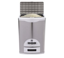 Fetcoi Auto Rice Dispenser Container, Stainless Steel Rice Dispenser, 15kg/33lb Large Capacity Automatic Rice Storage Container Kitchen Rice Dispenser