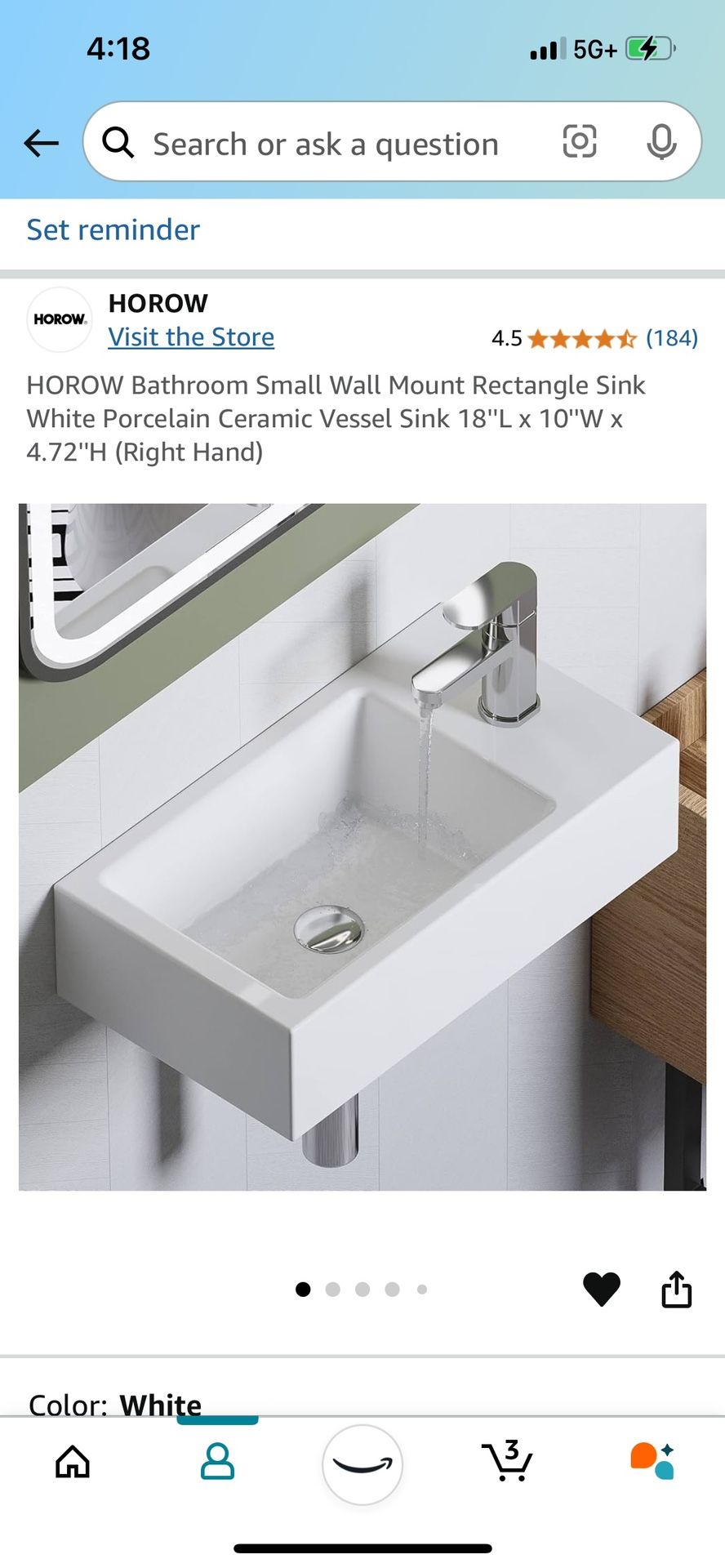 NIB Small Rectangular Vessel Sink
