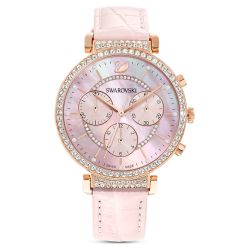 SWAROVSKI - Passage Chrono Watch Leather strap, Pink, Rose