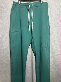FIGS Technical Collection Cargo Scrub Drawstring Pants Hunter Green Small Tall