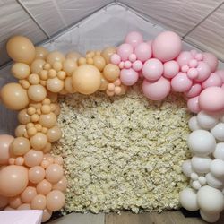 3d Flower Backdrop And Balloon Garland 