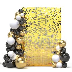 Gold Shimmer Wall Backdrops, 24 Pcs Sequin Panels 