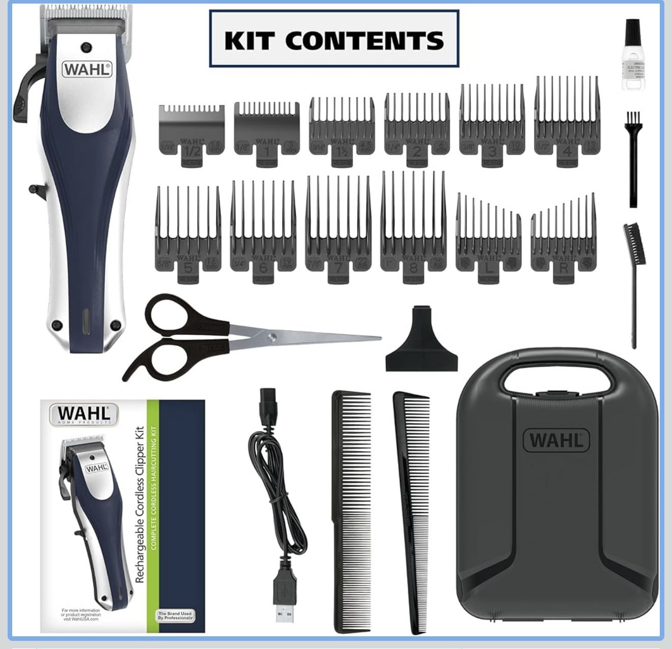 Wahl Lithium Ion Pro Rechargeable Cordless Hair Clippers for Men, Woman, & Children with Smart Charge Technology for Convenient at Home Haircutting -