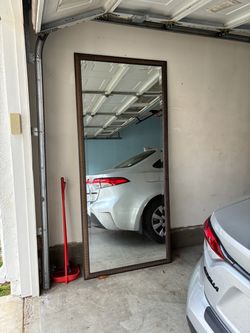 Large Full Length Beveled Mirror with Bronze Woven Frame