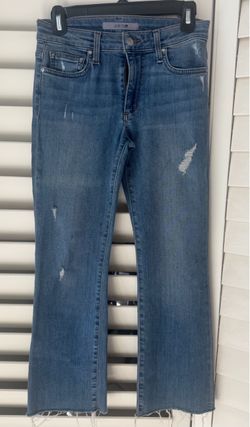 Joe's Jeans Women's Blue Medium Wash Straight Mid Rise Stretch Distressed Denim
