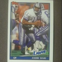 1991 Topps Andre Ware Detroit Lions #416 HOF Hall Of Fame Football Card Vintage Collectible NFL Pro