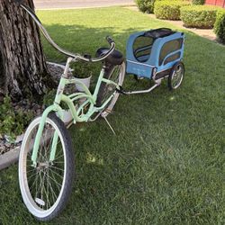 Electra Bicycle Seafoam Mint w/ Attached Trailer
