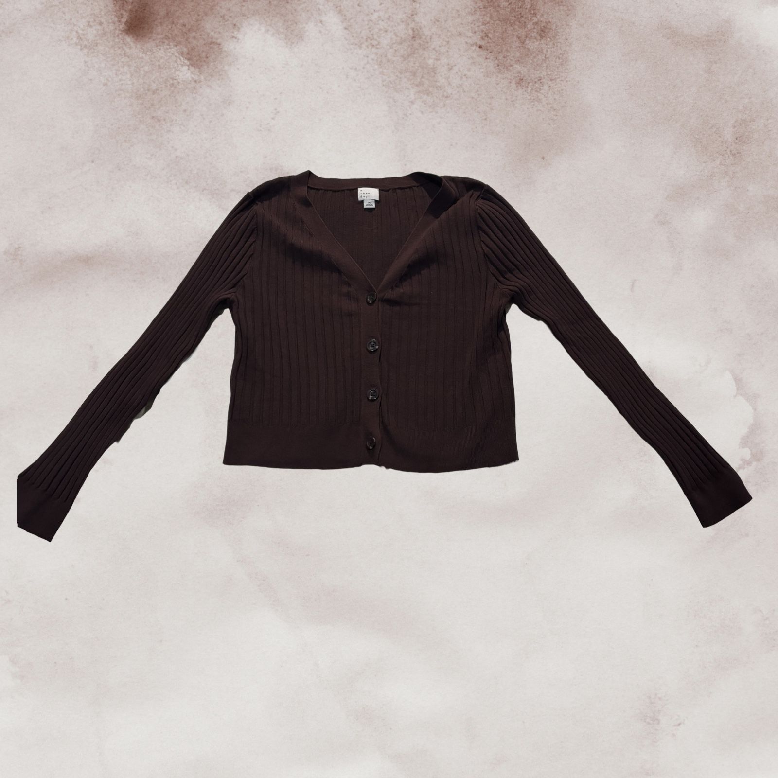 ☕ A New Day Cropped Ribbed V-Neck Cardigan