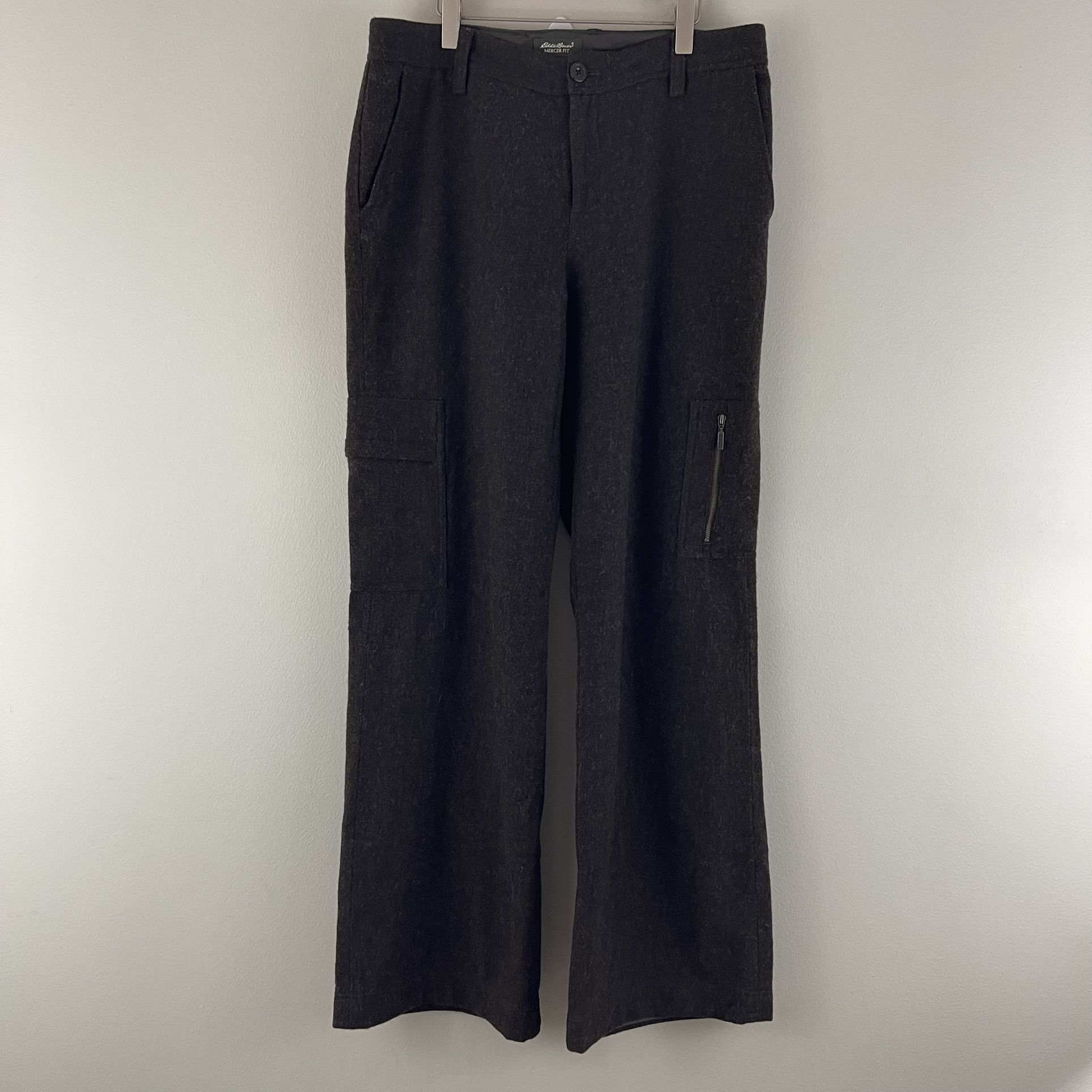 EDDIE BAUER Y2K Grunge Dark Brown Wool Mercer Fit High Rise Flare Leg Pants