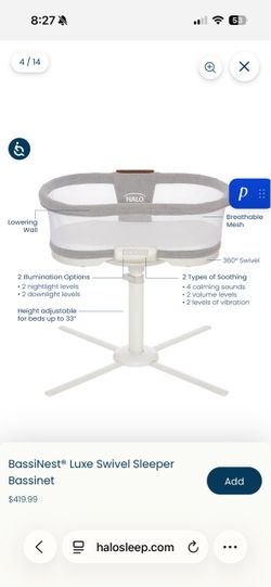 HALO BassiNest Luxe Swivel Sleeper Bassinet