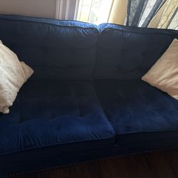 Navy Blue Velvet Couch Set