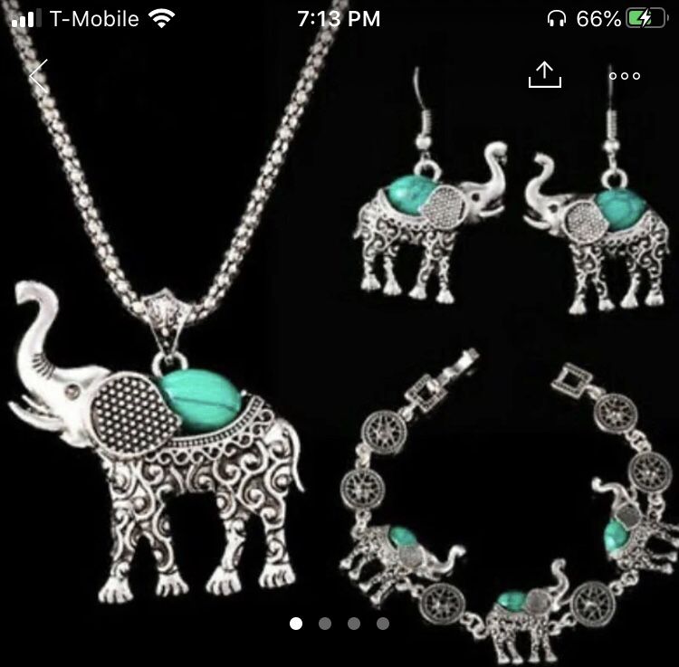 Tibetan Turquoise 3pcs Lucky Elephant Jewelry Set