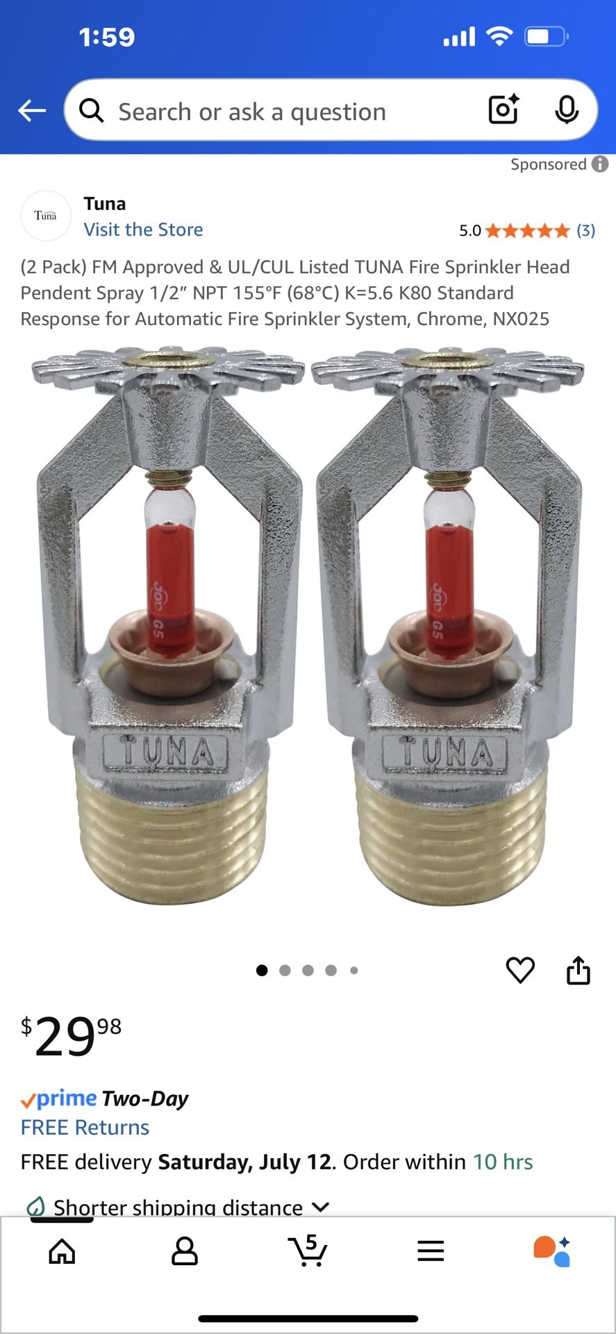 Fire Sprinkler Head Copper