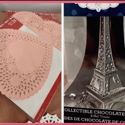 !!!!! HURRY !!!!! OUR LOWEST PRICE OF THE YEAR !!!!! 51 NEW DOILIES, some pink Heart, Eiffel tower chocolate mold