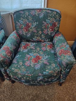 Vintage Floral Upholstered Armchair
