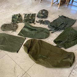 Huge lot military duffel bags bag camping gear some waterproof GI backpacks 