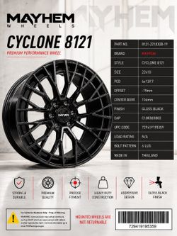 NEW 22” Gloss Black Mayhem Wheels
