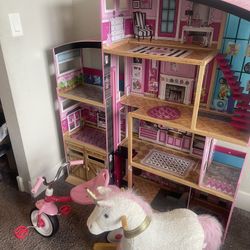 Barbie Dream House + Horse Ride Toy+ Ride Folding Trike