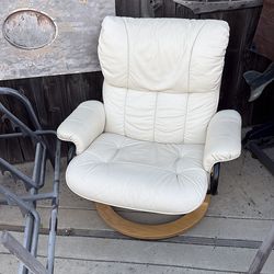 Cream leather recliner