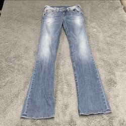 True Religion Jeans Womens Size 28 Blue Light Wash Bootcut Low Rise Denim